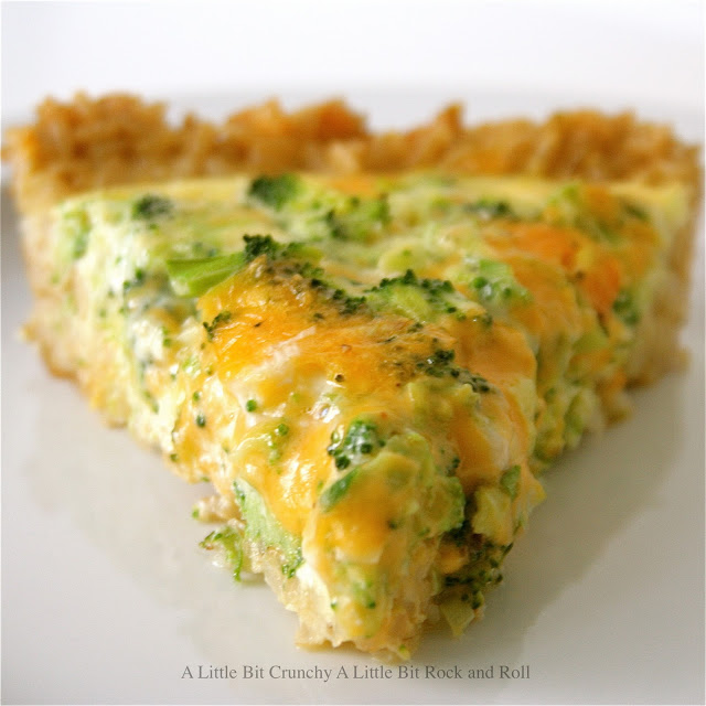 Broccoli and Cheddar Quiche with a Brown Rice Crust
